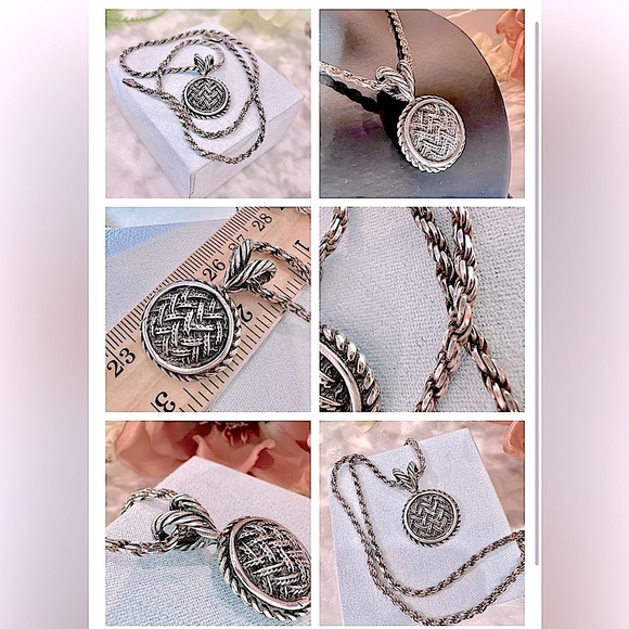 Vintage Large Cable twisted bezel set Pendant with a unique domed center! - Picture 7 of 12